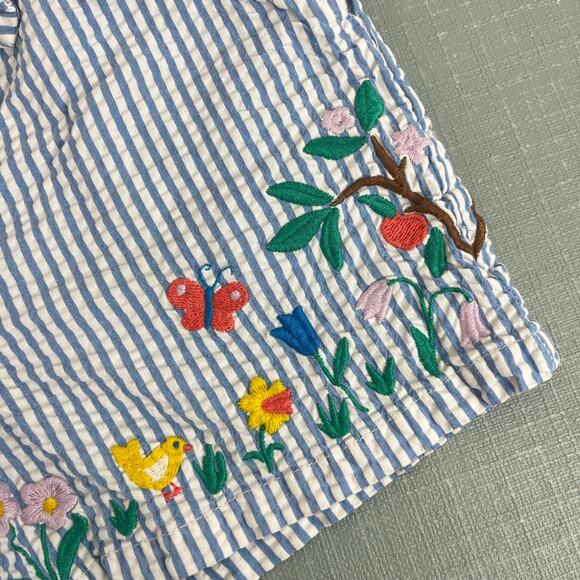 Mini Boden Embroidered Tie Waist Shorts Bright Bluebell Ticking 8 - Picture 4 of 10